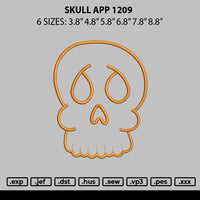 Skull App 1209 Embroidery File 6 sizes