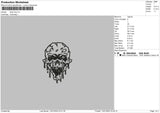 Skull Drip Embroidery File 5 size