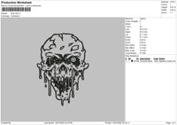 Skull Drip Embroidery File 5 size