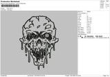 Skull Drip Embroidery File 5 size