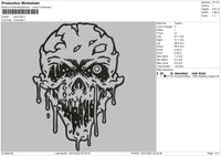 Skull Drip Embroidery File 5 size