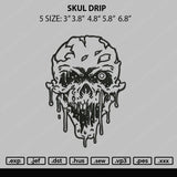 Skull Drip Embroidery File 5 size