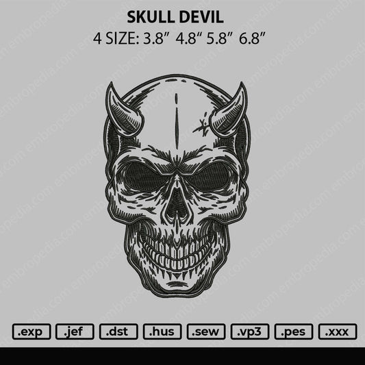 Skull Devil Embroidery File 4 size