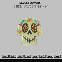 Skull Flowers Embroidery File 6 sizes