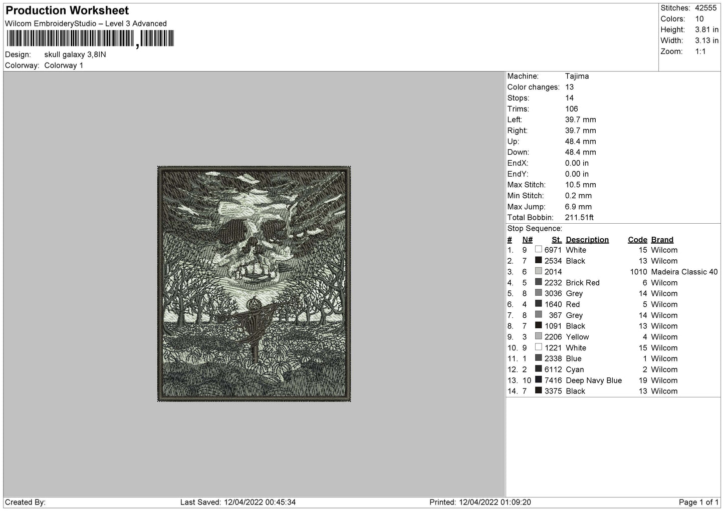 Skull Galaxy Embroidery File 4 size