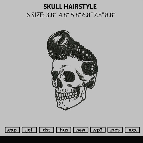 Skull Hairstyle Embroidery File 6 sizes