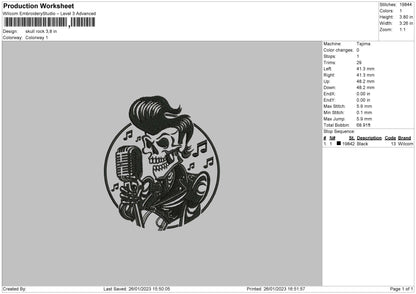 Skull Rock Embroidery File 6 sizes