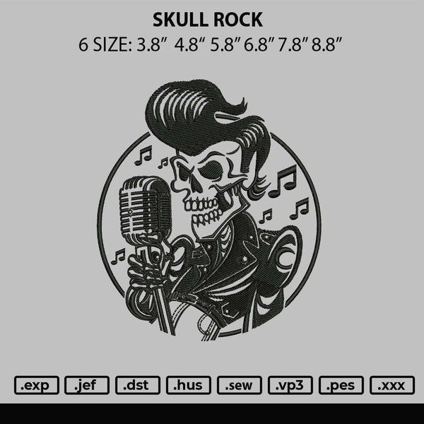 Skull Rock Embroidery File 6 sizes