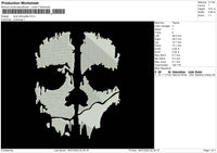 Skull Silhouette Embroidery File 4 sizes