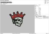 Skull With Crown Embroidery File 6 sizes