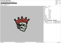 Skull With Crown Embroidery File 6 sizes