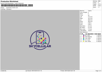 Skycellular Trucker Embroidery File