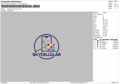 Skycellular Trucker Embroidery File