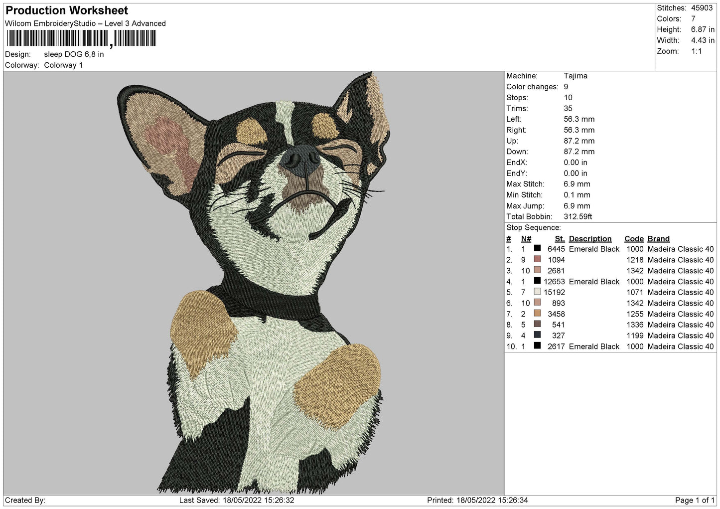 Sleep Dog Embroidery File 4 size
