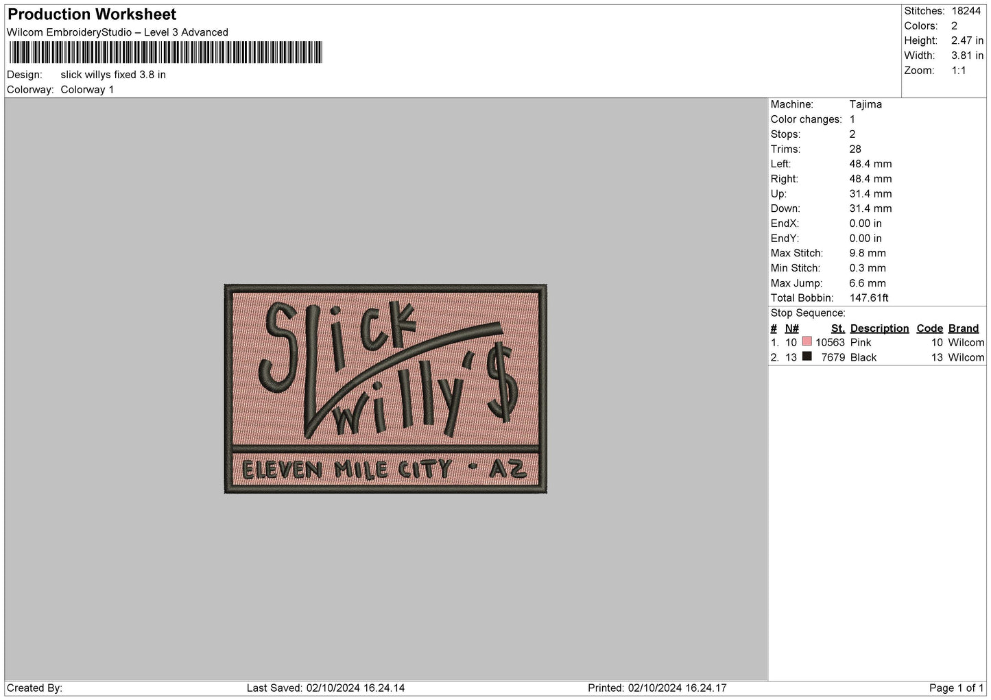 Slicktext Embroidery File 6 sizes