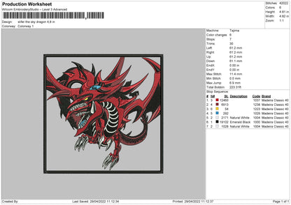 Slifer The Sky Dragon Embroidery File 4 size