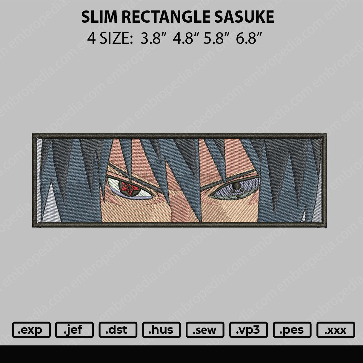 Slim Rectangle Sasuke Embroidery File 4 size