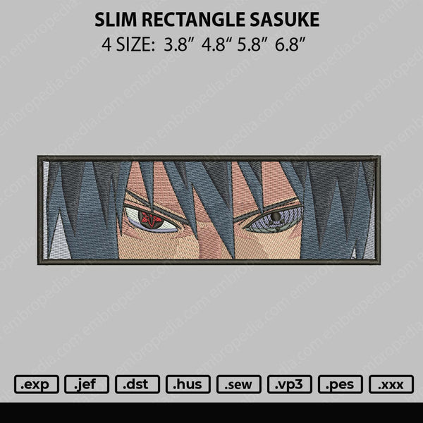 Slim Rectangle Sasuke Embroidery File 4 size