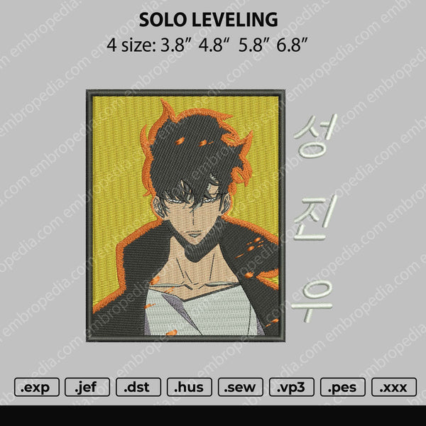 Solo Leveling Embroidery File 4 size