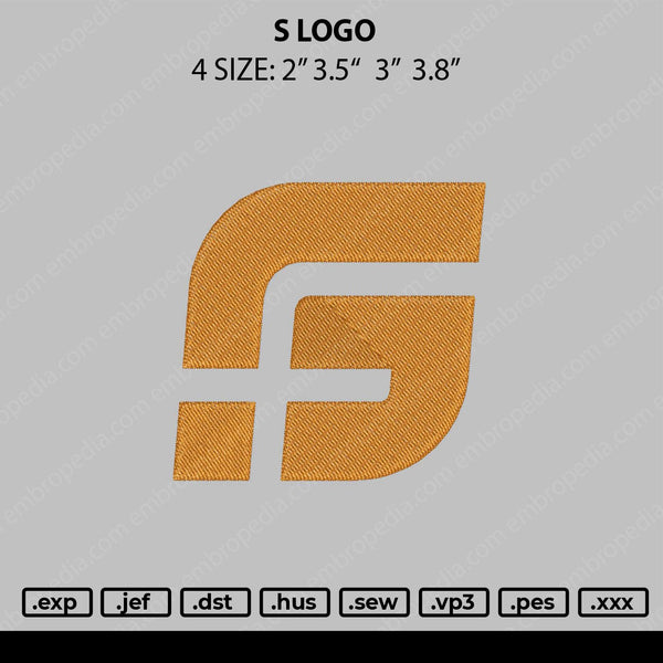 S Logo Embroidery File 4 size