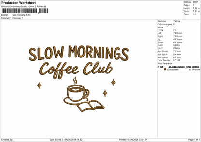 Morning Text 0109 Embroidery Machine Design File 6 sizes