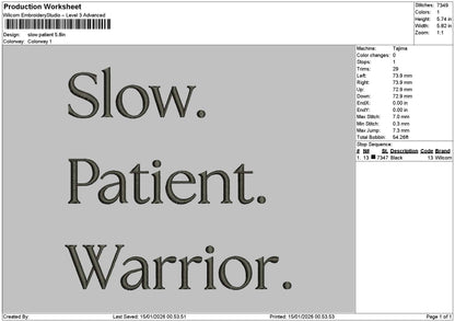 Slowtext 1510 Embroidery File 6 sizes