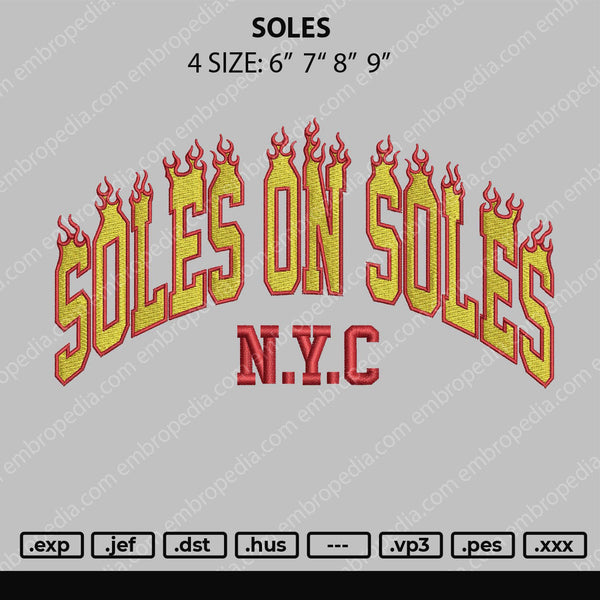 Soles Flames Embroidery File 4 size