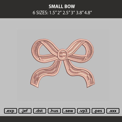 Small Bow Embroidery Machine Design File 6 sizes