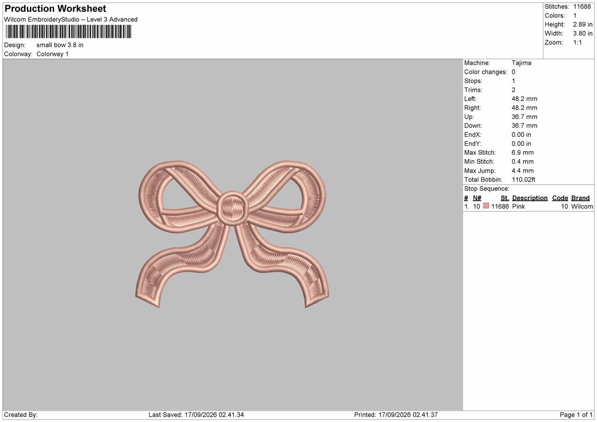Small Bow Embroidery Machine Design File 6 sizes