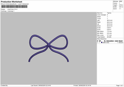 Small Bow Embroidery Machine Design File 6 sizes