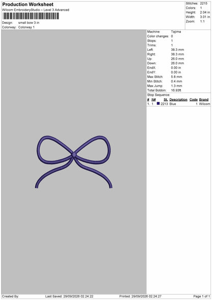 Small Bow Embroidery Machine Design File 6 sizes