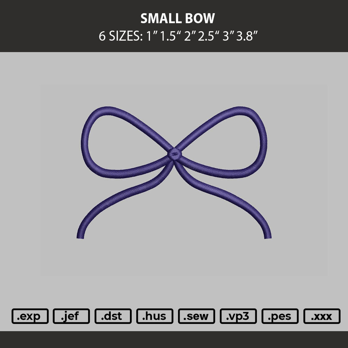 Small Bow Embroidery Machine Design File 6 sizes