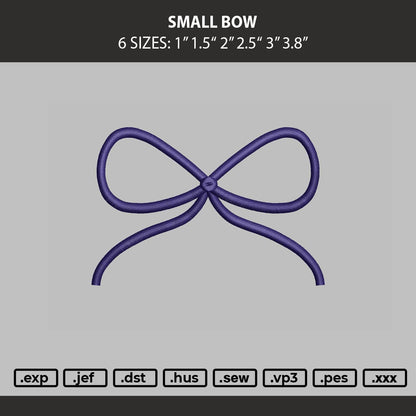 Small Bow Embroidery Machine Design File 6 sizes