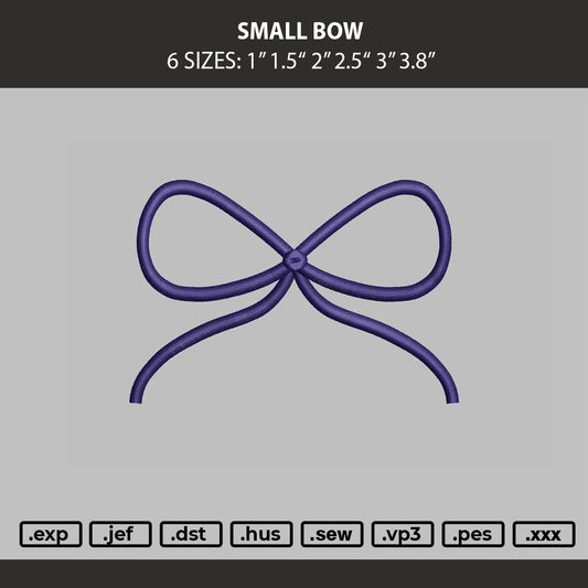 Small Bow Embroidery Machine Design File 6 sizes