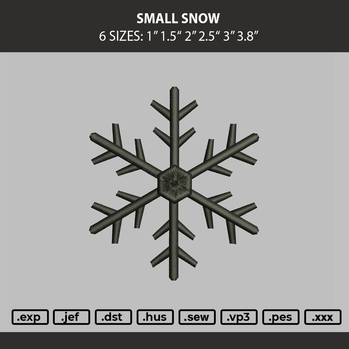 Small Snow Embroidery Machine Design File 6 sizes