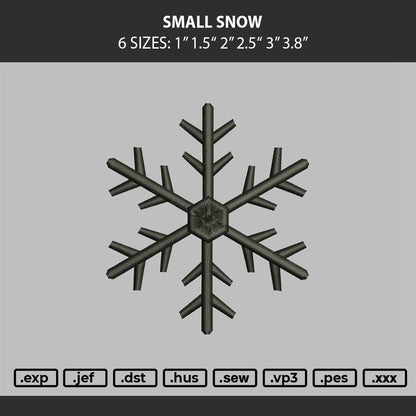 Small Snow Embroidery Machine Design File 6 sizes