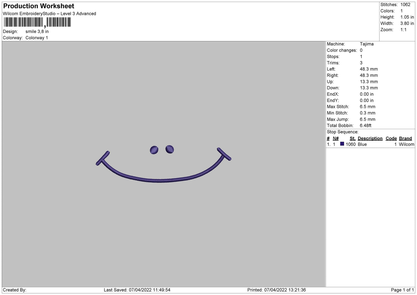 Smile 004 Embroidery File 4 size