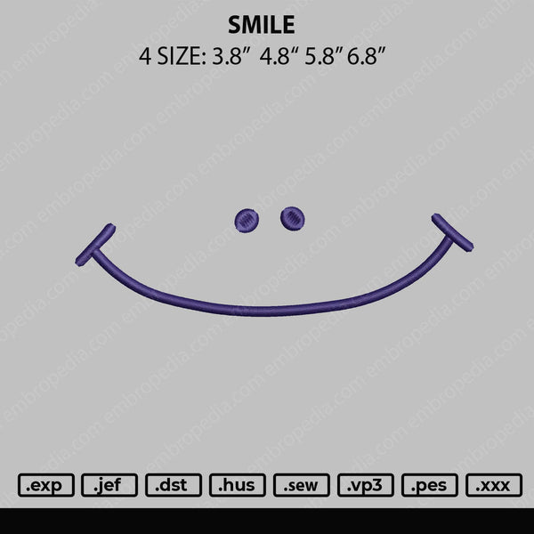 Smile 004 Embroidery File 4 size