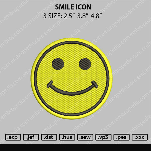 Smile Icon Embroidery File 3 size