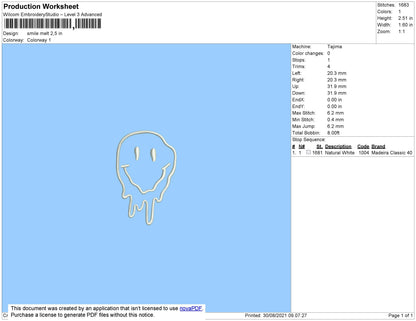 Smile Melt Embroidery File 4 size