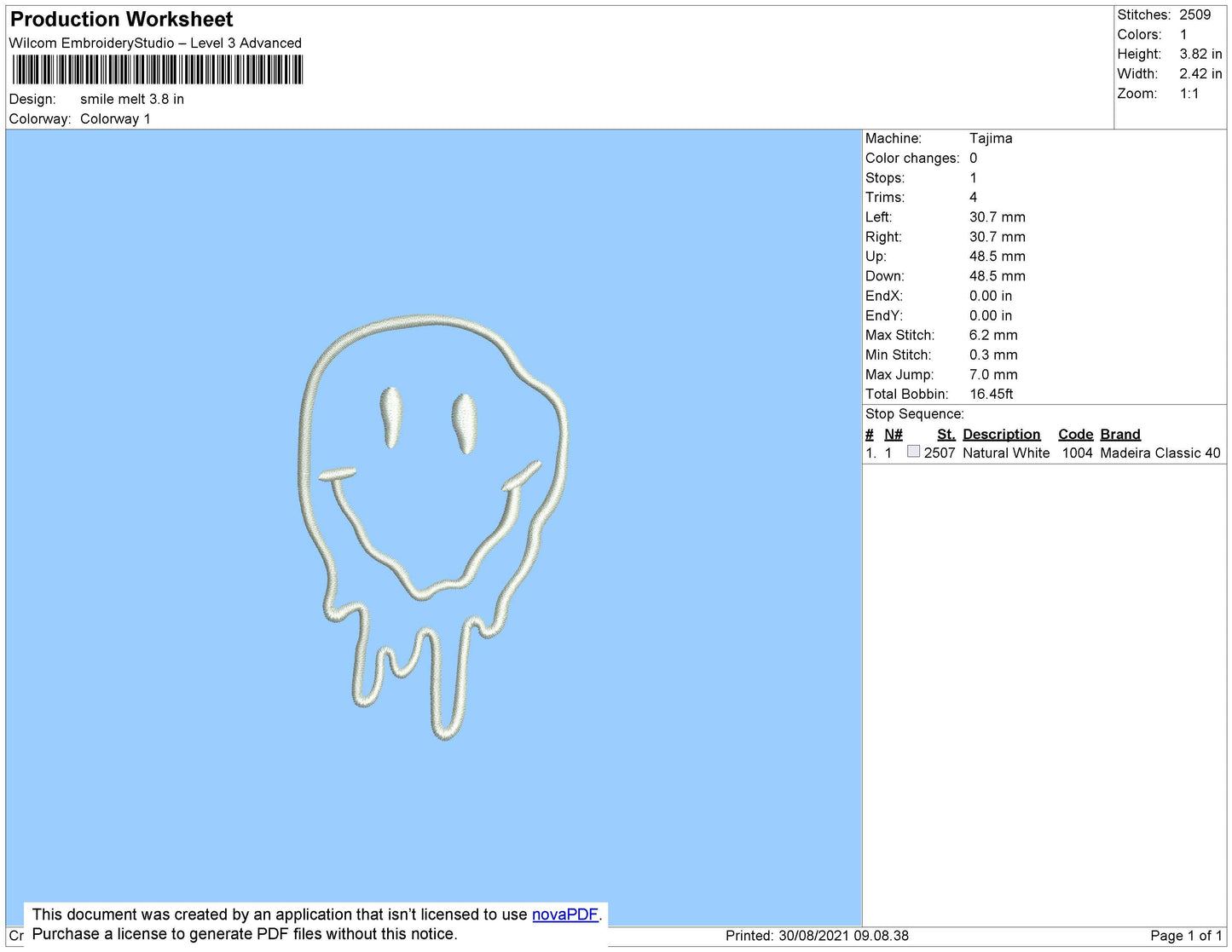 Smile Melt Embroidery File 4 size