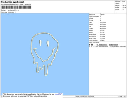 Smile Melt Embroidery File 4 size