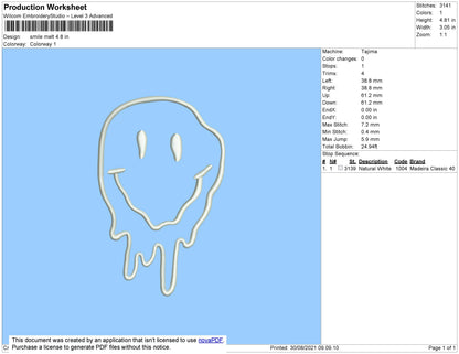 Smile Melt Embroidery File 4 size