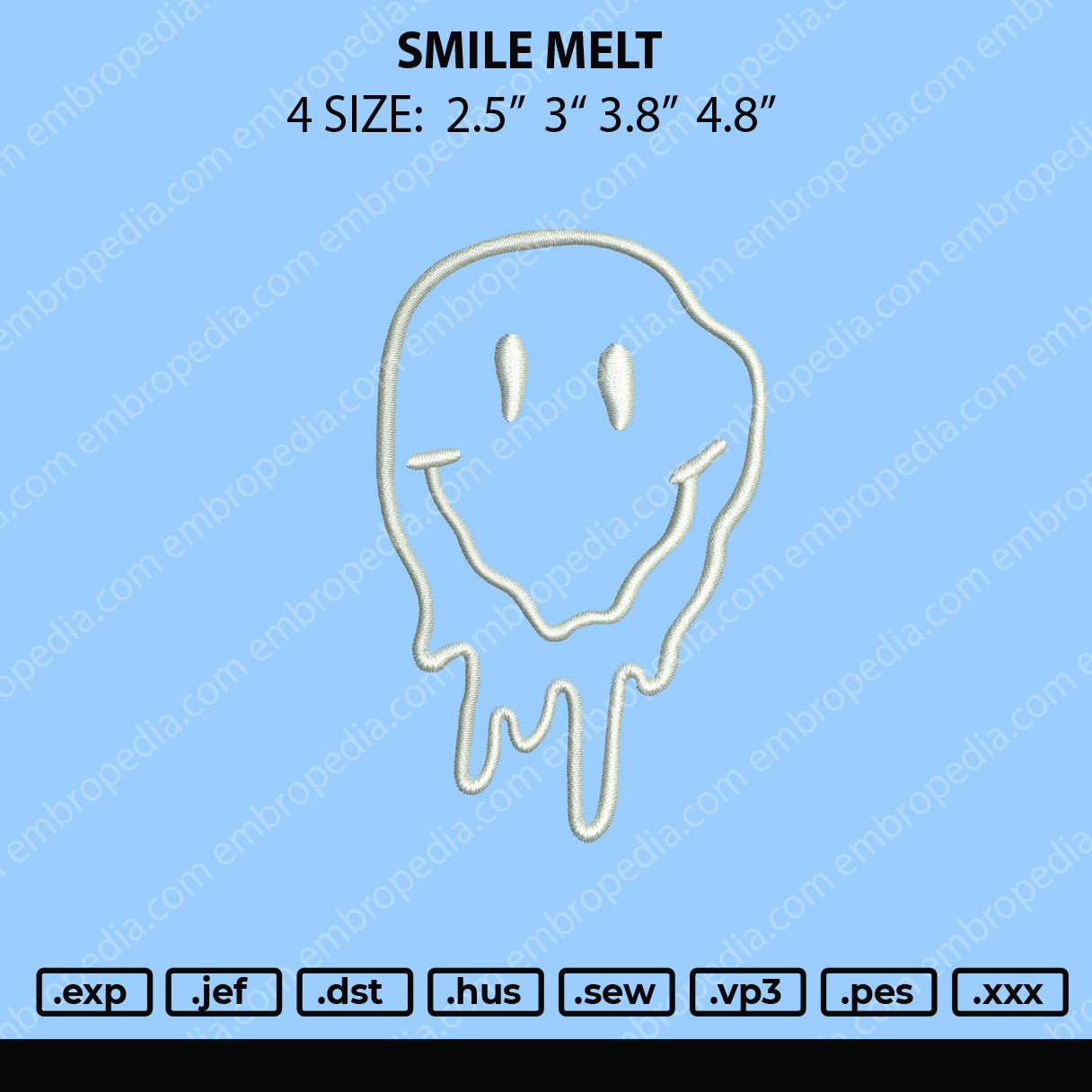 Smile Melt Embroidery File 4 size