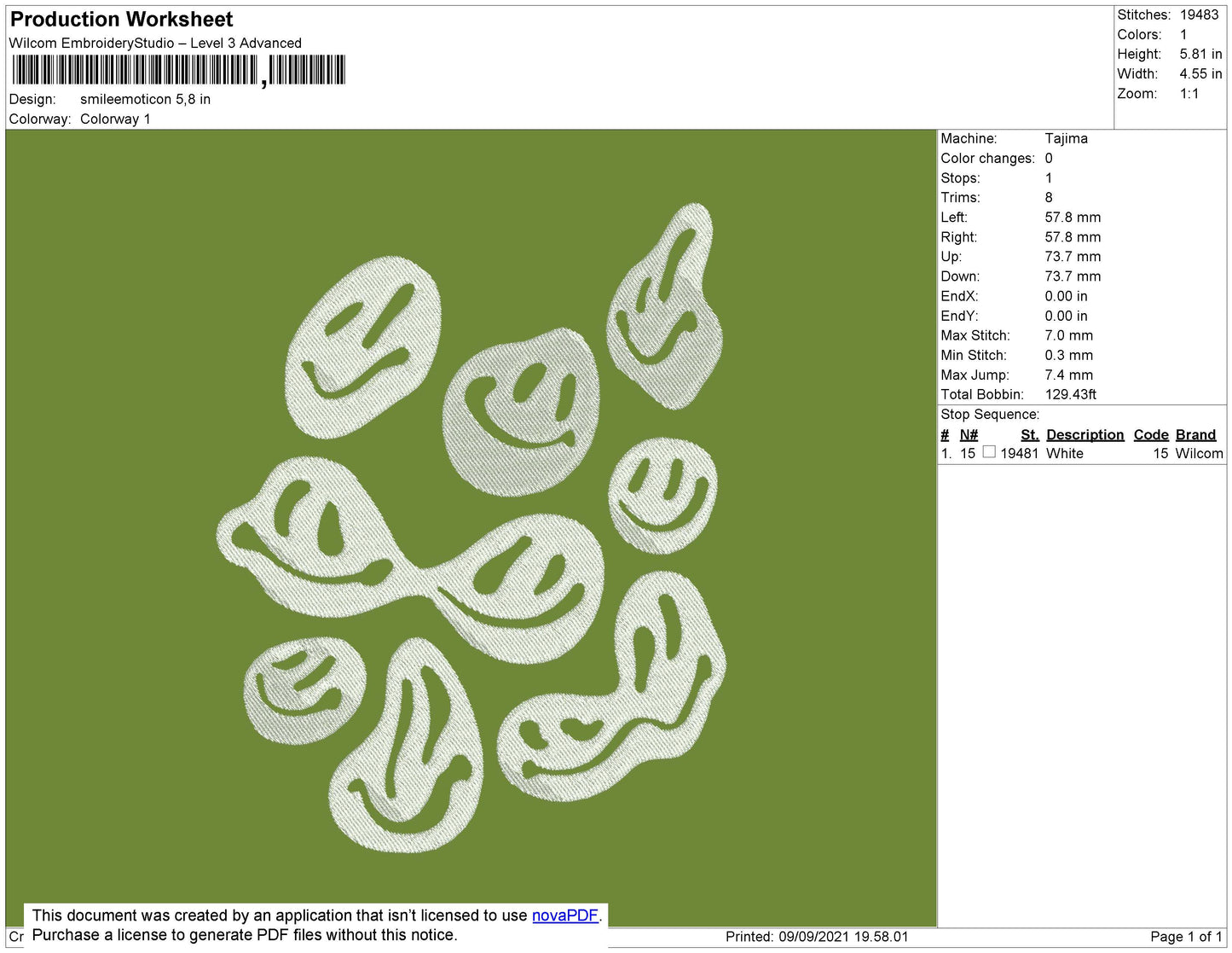 Smile Emoticon Embroidery File 4 size