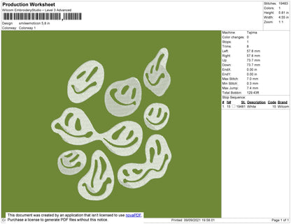 Smile Emoticon Embroidery File 4 size