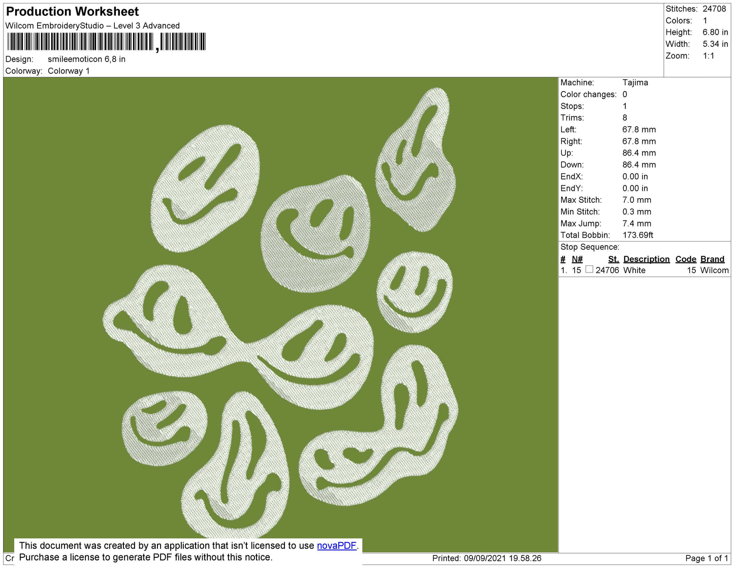 Smile Emoticon Embroidery File 4 size