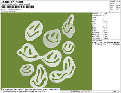 Smile Emoticon Embroidery File 4 size