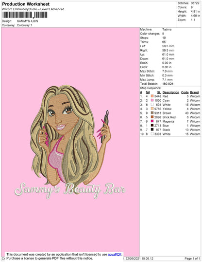 Sammys Embroidery File 4 size