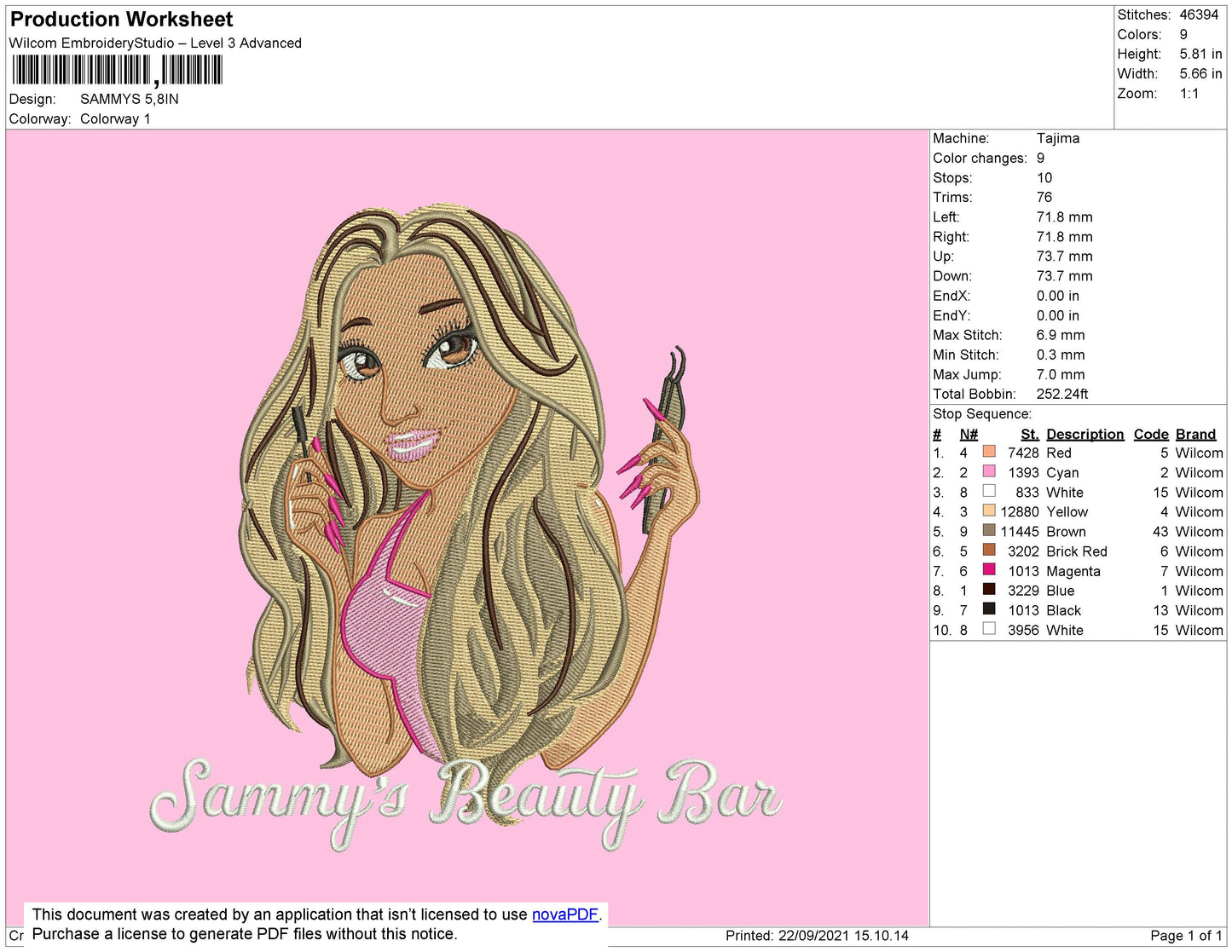 Sammys Embroidery File 4 size